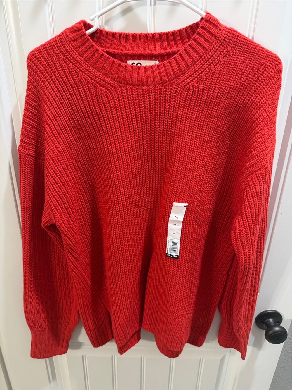 SO Chunky Crewneck Sweater in Bright Red
